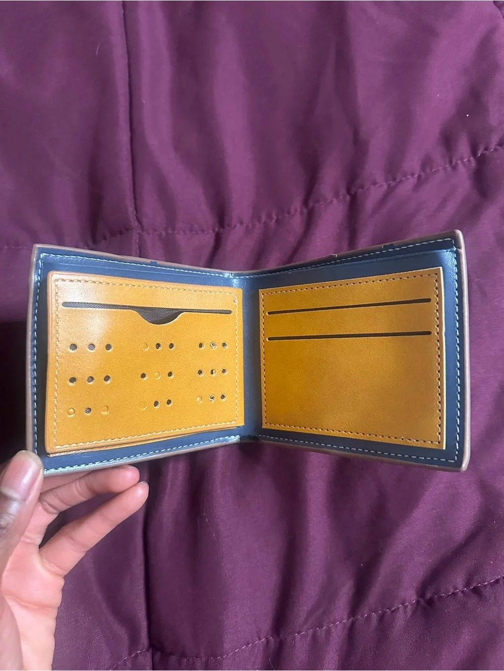SHEIN Brown Faux Leather Money Clip Wallet with Embossed Stag